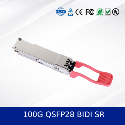 100G QSFP28 BIDI SR Optik Alıcı-Verici Modülü Yüksek Yoğunluklu Düşük Güçlü Çift Dalga Boyu Tasarımı