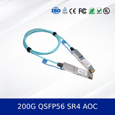 Optik Alıcı Modülü 200G QSFP56 SR4 AOC 3m Kablo 200G Ethernet için OM4 MMF, Düşük Güçlü, CMIS Uyumlu