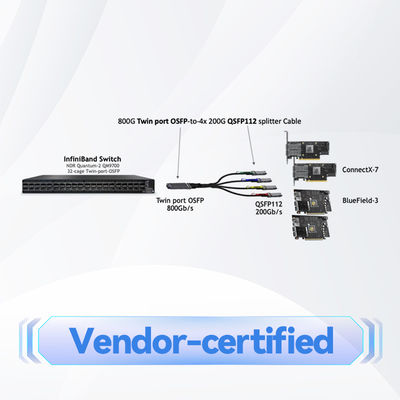 MMA4Z00-NS SFP+ MELLANOX Uyumlu 800G 2xSR4 OSFP PAM4 850nm 50m InfiniBand NDR Modülü
