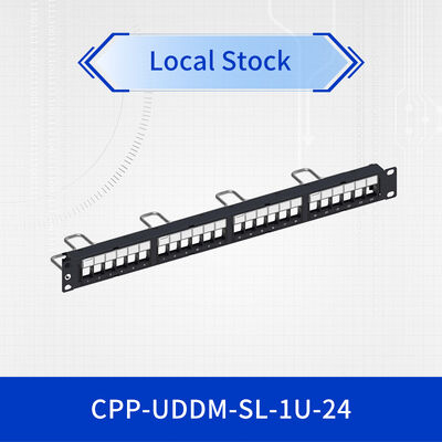 CommScope 24-Port 1U Rack-Mount Unshielded Patch Panel with UL 94 V-0 Compliance