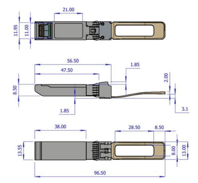 40GbE DDMI Mellanox Optik Alıcı-Verici QSFP+ 850nm MMA1B00-B150D MPO SR4, 150 m'ye kadar