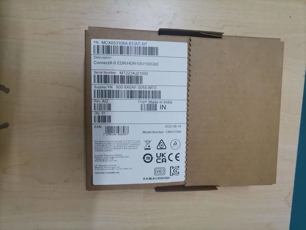 100g HDR Infiniband Mellanox 100gb Nic Ağ Arayüzü QSFP56 MCX653106A-ECAT MCX653106A-ECAT