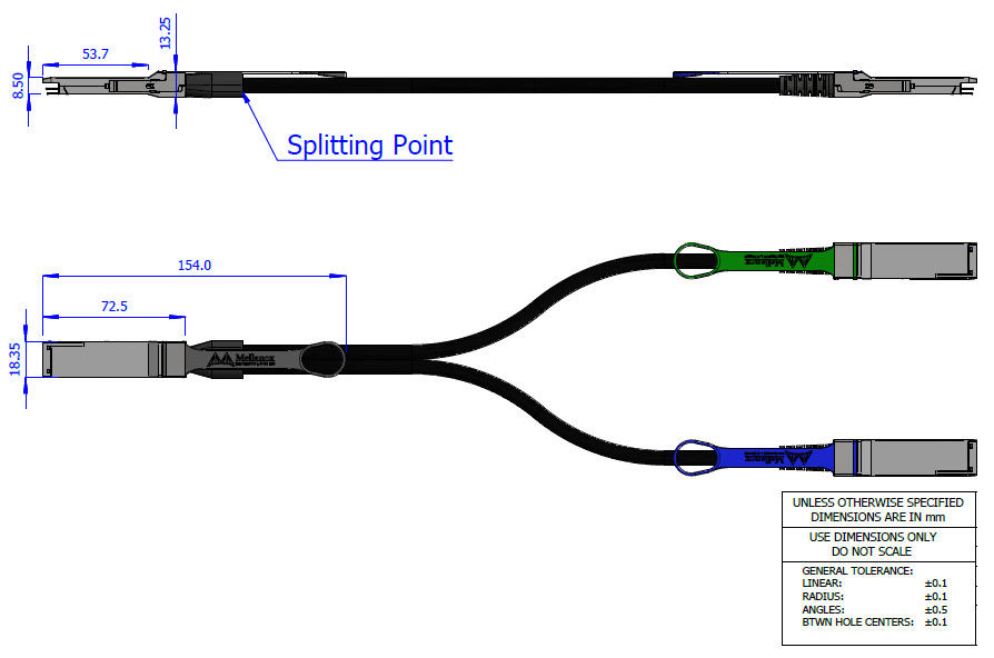 2 m HDR100 Mellanox DAC Kablosu Doğrudan Takılan Fiber Kablo MCP7H50-H002R26 MCP7H50-V0xxR QSFP56