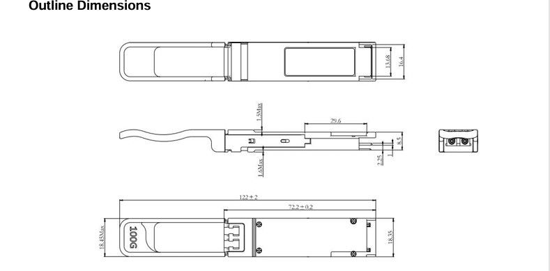 3.3V DC Güç Kaynağı Bilgisayar Bağlantısı 100G QSFP28 BIDI SR Veri Merkezi Sıcak Bağlanabilir Optik Modülü Alıcı