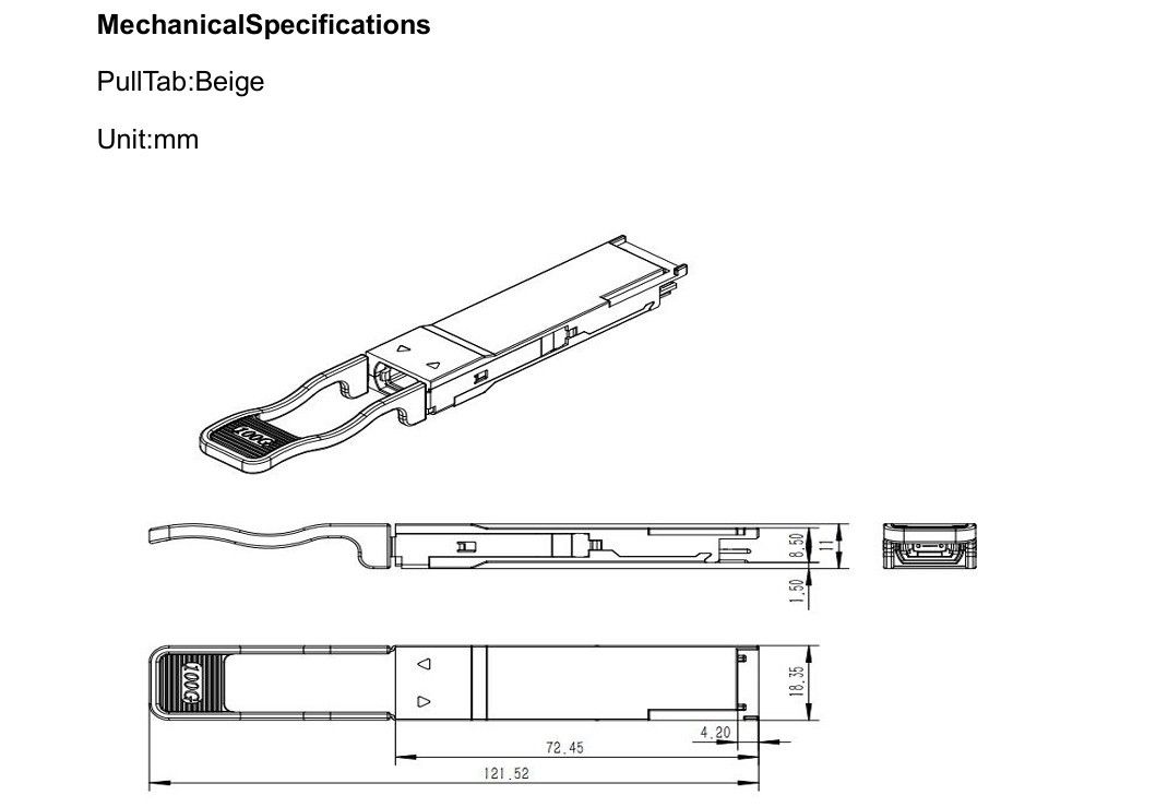 Ethernet Ağı 100m SR4 100G QSFP28 Fiber Optic Transceiver Modülü ve IEEE 802.3bm uyumlu