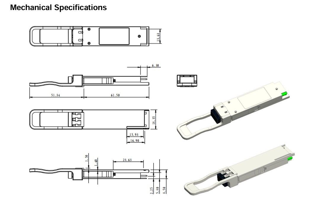 100G QSFP28 ZR4 LC Dupleks Optik Alıcı 80km SFP28 LR4 103Gbps EML Dijital Tanılama ile LAN-WDM Alıcı