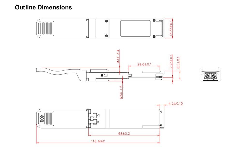 İletişim mesafesi 10km 40Gb/s QSFP LR4 Optik Alıcı 1277.5nm Hızlı Fiber Optik Ekipmanları için 10km Duplex LC