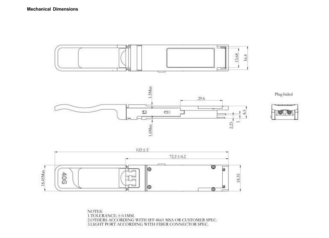 40Gb/s QSFP Multimode Optik Modülü BIDI 850/908nm Optik Alıcı Dupleks LC IP Ağı OM3 üzerinden 70 metreye kadar OM4 üzerinden 100 metreye kadar