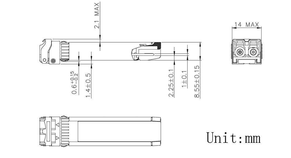 Veri Merkezi İletişim Ağı için 10km Tek Mod Fiber 10G SFP Alıcı Modülü SFF-8431 uyumluluğu