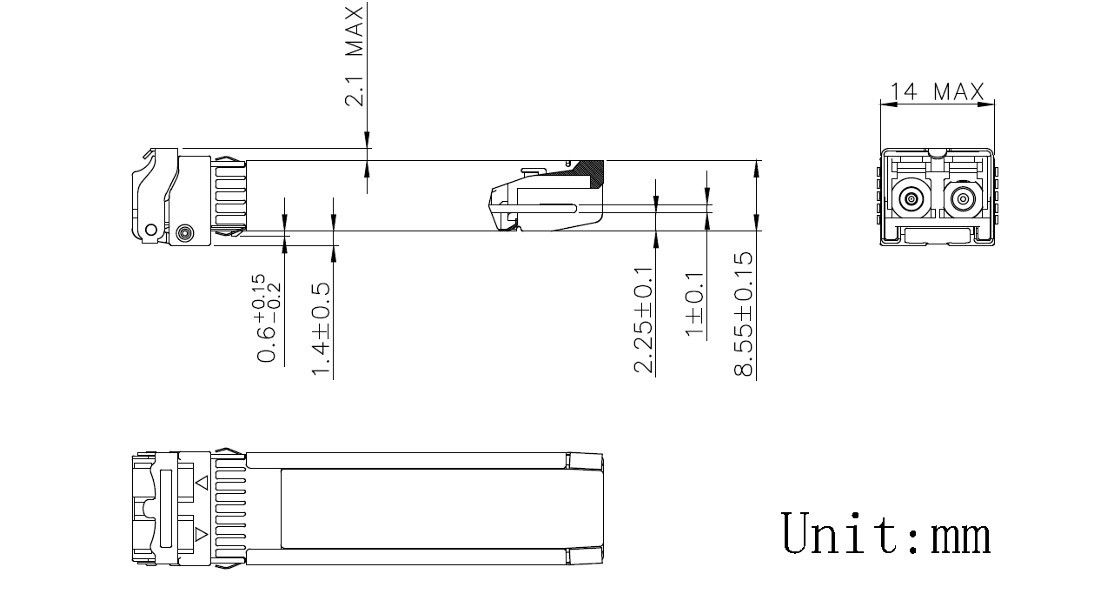 Fiber Type Multi Mode Fiber OM3 ağı 10G SFP 850nm 300m LC Veri Merkezi Optik Alıcı Modülü