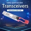 100g Qsfp28 Lr4 Er4 Zr4 Optik Alıcı-Verici 10km 20km 40km 60km 80km Modül Tek Modlu Çok Modlu Çift Fiber LC/MPO