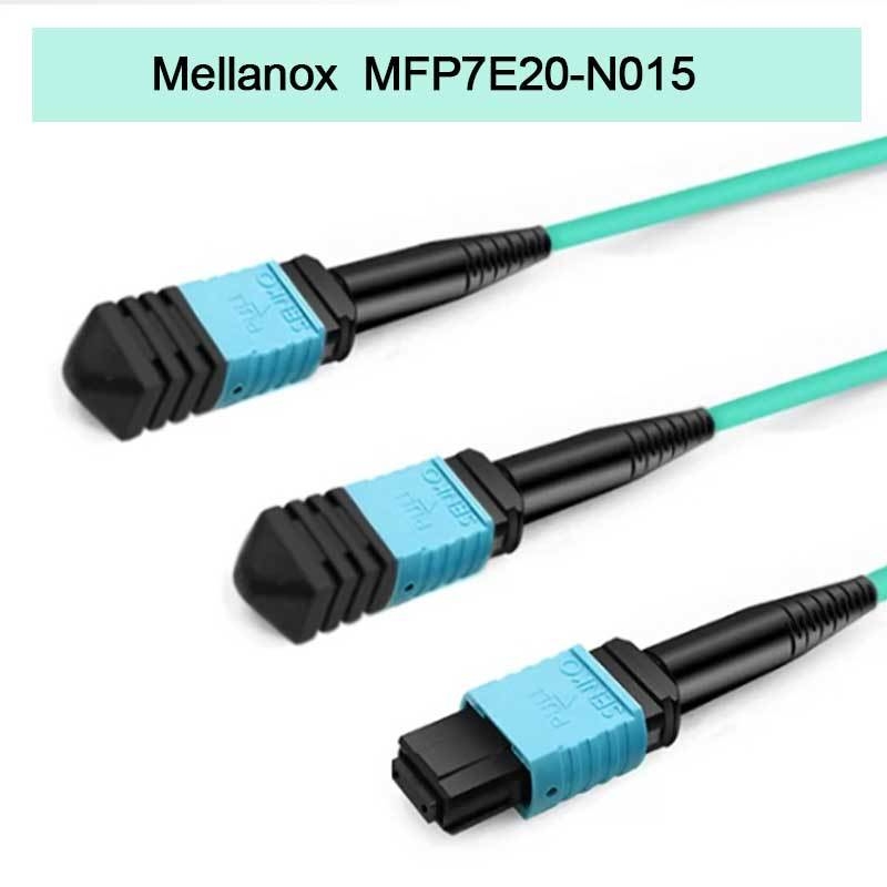 Nvidia Mellanox %100 Orijinal Ürünler Mfp7e20-N015 Pasif Fiber Kablo, Mmf, MPO12 APC'den 2xmpo12 APC'ye, 15m