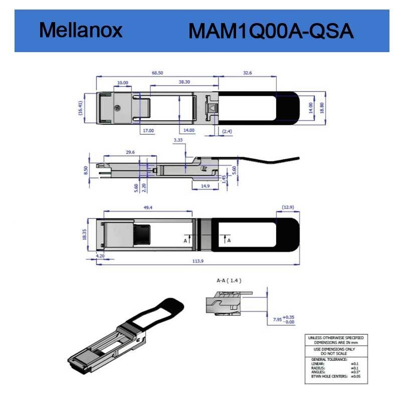 Mellnaox yepyeni orijinal Mam1q00A-Qsa Nvidia Dynamix Qsa TM, Qsfp + SFP + adaptörüne