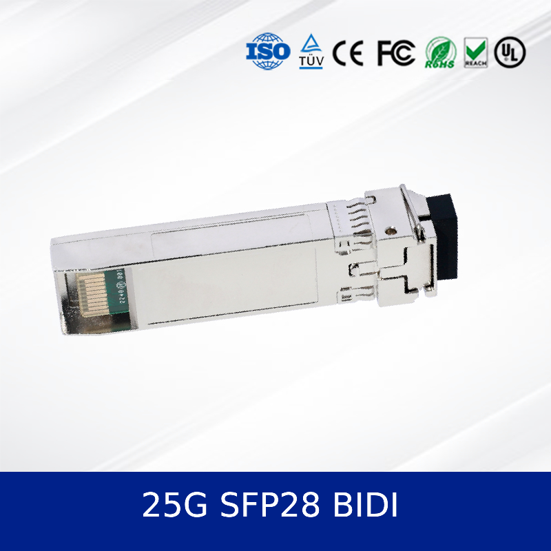 25G SFP28 BIDI 10KM Çift CDR Optik Alıcı Modülü Endüstriyel Temp, DDM Desteği