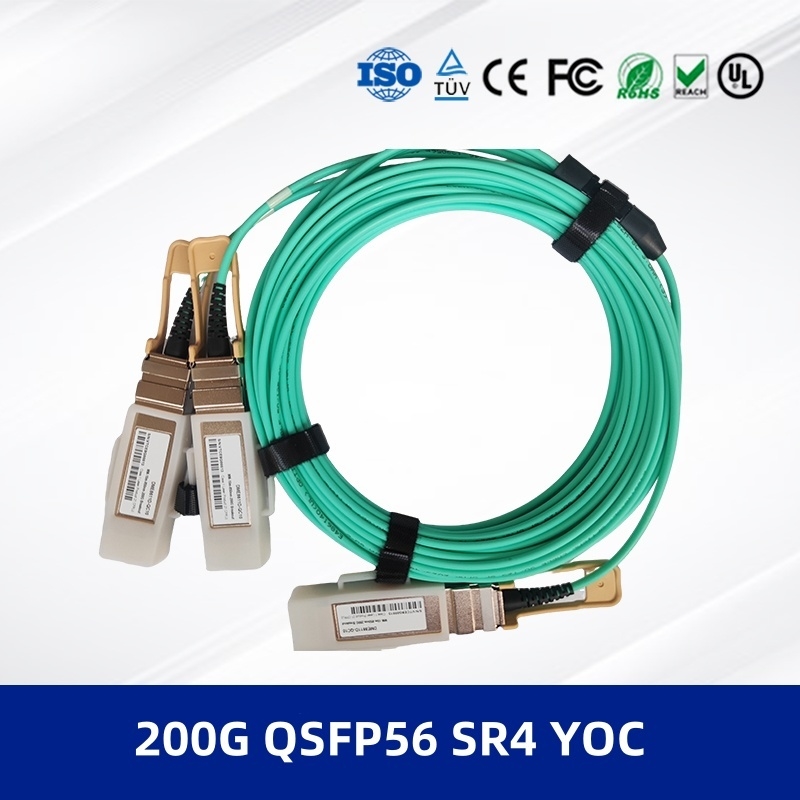 Optik Alıcı-Verici Modülü 200G QSFP56 SR4 YOC 3M AOC Kablo 200G QSFP56 SR4 - 2x100G PAM4 Modülasyon ve DDM Desteği