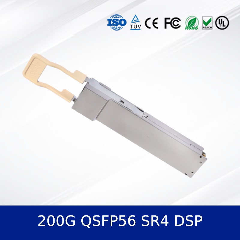 Ethernet Yüksek Performanslı 200G QSFP56 SR4 DSP Optik Alıcı-Verici Modülü Yeni