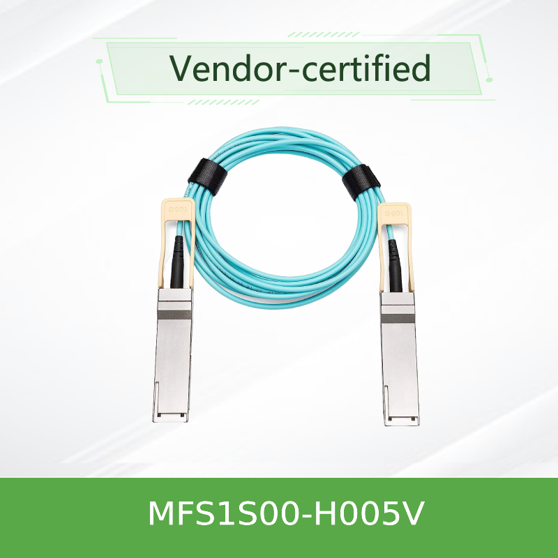 NVIDIA MFS1S00-H005V 200Gb/s QSFP56 Aktif Optik Kablo - 5m AOC, HDR InfiniBand ve 200GbE için